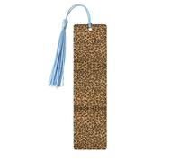 Marcapáginas de madera con estampado de leopardo salvaje con borla para mujeres, hombres, amantes de los libros, marcadores de página para estudiantes, profesores, lectura