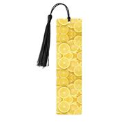 Marcapáginas de madera con estampado de limón amarillo para hombres y mujeres, marcapáginas de madera con borlas, regalo ideal para los amantes de los libros
