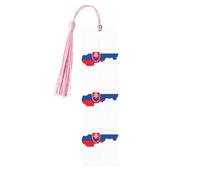 Marcapáginas de madera con estampado de mapa de la bandera de Eslovaquia con borla, hermosos marcadores hechos a mano, marcadores para leer