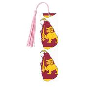 Marcapáginas de madera con estampado de mapa de la bandera de Sri Lanka con borla, hermosos marcadores hechos a mano, marcadores para leer