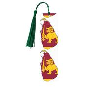Marcapáginas de madera con estampado de mapa de la bandera de Sri Lanka con borla, hermosos marcadores hechos a mano, marcadores para leer
