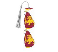 Marcapáginas de madera con estampado de mapa de la bandera de Sri Lanka con borla, hermosos marcadores hechos a mano, marcadores para leer