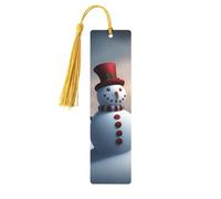 Marcapáginas de madera con estampado de muñeco de nieve navideño con borla, hermosos marcadores hechos a mano, marcadores para leer