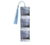 Marcapáginas de madera con estampado de nieve que cae en el parque, 5 piezas para hombres y mujeres, marcapáginas geniales para leer los amantes de los libros