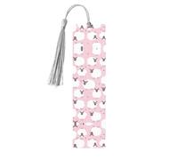 Marcapáginas de madera con estampado de oveja blanca sobre fondo rosa para hombres y mujeres, marcapáginas de madera con borlas, regalo ideal para los amantes de los libros