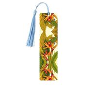 Marcapáginas de madera con estampado de pájaro del paraíso tropical con borla para mujeres, hombres, amantes de los libros, marcadores de página para estudiantes, profesores y lectura