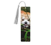 Marcapáginas de madera con estampado de panda rojo con borlas, marcadores para leer libros de tapa dura