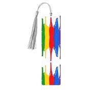 Marcapáginas de madera con estampado de salpicaduras de pintura, marcapáginas de madera para amantes de los libros con borlas, accesorios