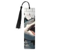 Marcapáginas de madera con estampado de tiburones 3D de doble cara, 5 piezas, regalos de mujer para amantes de los libros, accesorios geniales para cuadernos, regalos de cumpleaños para hombres (juego