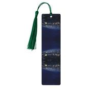 Marcapáginas de madera con estampado de vista de la tierra, marcapáginas de madera para amantes de los libros con borlas, accesorios