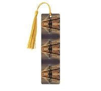 Marcapáginas de madera con estampado nocturno del puente de Manhattan, de Nueva York, con borlas, para leer libros de tapa dura, cuadernos