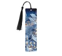 Marcapáginas de madera con impresión de doble cara en 3D, diseño de ciudad de Navidad, nieve, país de las maravillas, 5 piezas, regalos de mujeres para amantes de los libros, accesorios geniales para