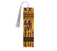 Marcapáginas de madera con impresión de la serie de la tribu del antiguo Egipto, marcapáginas de madera para amantes de los libros con borlas, accesorios