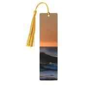 Marcapáginas de madera con impresión de Last Sun Rays of Over The Sea Waves, hermosos accesorios de cuaderno para hombres y mujeres amantes de los libros