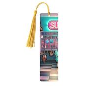 Marcapáginas de madera con impresión única de doble cara para fiestas de música retro, accesorios artísticos, regalos de cumpleaños para hombres y mujeres, regalos para amantes de los libros