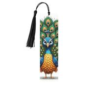 Marcapáginas de madera de dibujos animados de pavo real, marcapáginas de madera vintage para colgar, adornos con borlas, marcadores de página de lectura para mujeres y hombres amantes de los libros