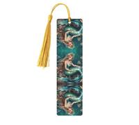 Marcapáginas de madera de sirena de cuento de hadas con borlas, etiquetas de manualidades naturales para libros, regalo perfecto para mujeres y hombres