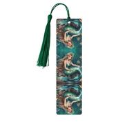 Marcapáginas de madera de sirena de cuento de hadas con borlas, etiquetas de manualidades naturales para libros, regalo perfecto para mujeres y hombres