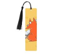 Marcapáginas de madera de zorro de lectura curiosa, 5 marcapáginas de madera de álamo con borla, impresión completa de doble cara, marcadores de libros ligeros para leer, accesorios de lectura