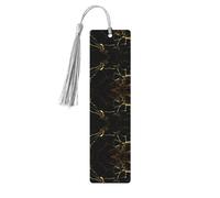 Marcapáginas de madera gris - Fondo negro y dorado de doble cara decorativo para sala de estudio, oficina, aula, biblioteca