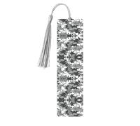 Marcapáginas de madera gris - Impresión completa de camuflaje digital de doble cara decorativo para sala de estudio, oficina, aula, biblioteca