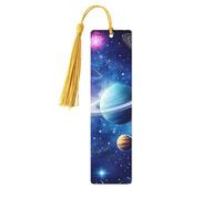 Marcapáginas de madera impresos de doble cara con fondo espacial, 5 piezas, regalos para mujeres para amantes de los libros, accesorios geniales para cuadernos, regalos de cumpleaños para hombres