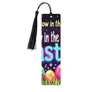 Marcapáginas de madera impresos de doble cara con huevos de Pascua que brillan en la oscuridad, 5 piezas, regalos para mujeres para amantes de los libros, accesorios geniales para cuadernos, regalos