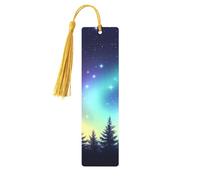 Marcapáginas de madera impresos de doble cara con luces del norte, cielo nocturno, 5 piezas, regalos para mujeres para amantes de los libros, accesorios geniales para cuadernos, regalos de cumpleaños