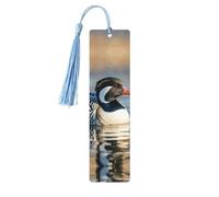 Marcapáginas de madera Loon Nature Birds Marcapáginas de madera vintage para colgar etiquetas colgantes adornos con borlas, marcadores de página de lectura para mujeres y hombres amantes de los libros
