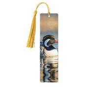 Marcapáginas de madera Loon Nature Birds Marcapáginas de madera vintage para colgar etiquetas colgantes adornos con borlas, marcadores de página de lectura para mujeres y hombres amantes de los libros