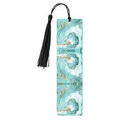 Marcapáginas de madera negra, impresión de mármol verde azulado y dorado, ideal para tapa dura, accesorio perfecto para sala de estudio, oficina y biblioteca