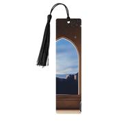Marcapáginas de madera para mujeres y hombres, paquete de 5 marcapáginas de tilo de primera calidad con borla, paisaje de ensueño completo fuera de la ventana impreso, accesorios de lectura únicos