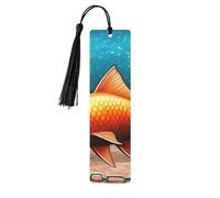 Marcapáginas de madera para mujeres y hombres, paquete de 5 marcapáginas de tilo premium con borla, peces dorados completos en el agua, accesorios de lectura únicos regalos para amantes de los libros
