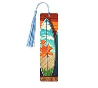 Marcapáginas de madera para tabla de surf, marcapáginas de madera para amantes de los libros, marca de libros de madera hecha a mano con borlas, marcadores de página de lectura, adornos de etiquetas