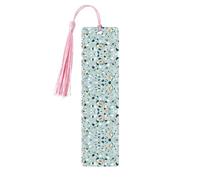 Marcapáginas de madera rectangular de mármol de terrazo pastel con borlas, regalos para hombres y mujeres