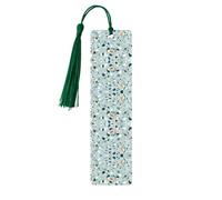 Marcapáginas de madera rectangular de mármol de terrazo pastel con borlas, regalos para hombres y mujeres