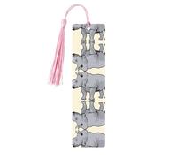 Marcapáginas de madera rosa, estampado de rinocerontes animales, decoración ideal para los amantes de los libros, libros de tapa dura, diarios, diarios y más