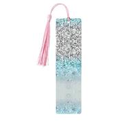 Marcapáginas de madera rosa, fondo azul brillante de doble cara, impresión completa para libros de tapa dura, diarios, cuadernos, regalo ideal