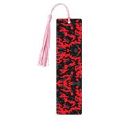 Marcapáginas de madera rosa - Impresión completa de camuflaje rojo de doble cara decorativo para sala de estudio, oficina, aula, biblioteca