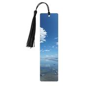 Marcapáginas de madera The Blue Sky and White Clouds, 5 marcapáginas de madera de álamo con borla, impresión completa de doble cara, marcadores de libros ligeros para leer, accesorios de lectura