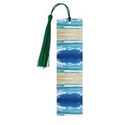 Marcapáginas de madera verde oscuro, doble cara, nubes blancas de playa, impresión completa, decorativo para sala de estudio, oficina, aula, biblioteca