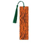 Marcapáginas de madera verde oscuro, estampado de leopardo de tigre naranja, decoración ideal para los amantes de los libros, libros de tapa dura, diarios, diarios y más