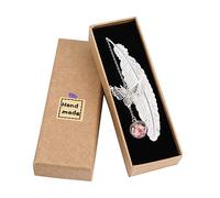 Marcapáginas de metal con elegante mariposa y perlas de cristal colgante de flor seca eterna, regalo ideal para adultos, niños y estudiantes