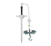 Marcapáginas de metal con espada de dragón de cuarta ala, marcapáginas gótico de fantasía para lectores, amantes de los dragones y fanáticos de la ficción