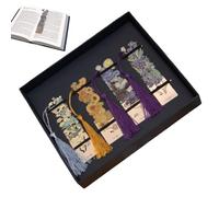 Marcapáginas de metal de estilo artístico de pintura al óleo, juego de 4 marcadores estéticos de metal con para amantes de los libros, escritores, lectores, profesores, mujeres