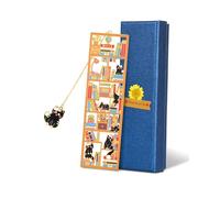 Marcapáginas de metal de gato negro con dije y caja de regalo, regalos de San Valentín, regalos para amantes, profesores, graduación, mujeres, lectores, amantes de los libros, fiesta temática de gatos