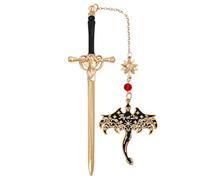 Marcapáginas De Metal, Dragón Marcapaginas, Punto De Libro Con Colgante De Piedras Preciosas, Personalizar Espada Bookmark, Para Profesores, Estudiantes, Amantes De Los Libros (Oro y negro)