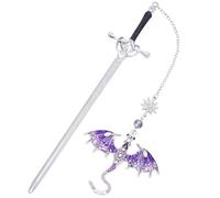 Marcapáginas De Metal, Dragón Marcapaginas Punto De Libro Con Colgante De Piedras Preciosas, Personalizar Espada Bookmark, Para Profesores, Estudiantes, Amantes De Los Libros - Púrpura