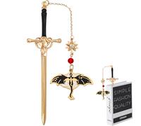 Marcapáginas De Metal, Dragón Marcapaginas, Punto De Libro Con Colgante De Piedras Preciosas, Personalizar Espada Bookmark, Para Profesores, Estudiantes, Amantes De Los Libros (Pterodáctilo negro)