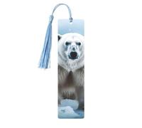 Marcapáginas de metal para hombres y mujeres, marca de libro tallada personalizada con colgante de borla, animal fresco, oso polar, marcapáginas para amantes de los libros, regalo de cumpleaños